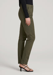 American Tall For Sale | High Rise Tapered Chino Pants for Tall Women in Forest Night