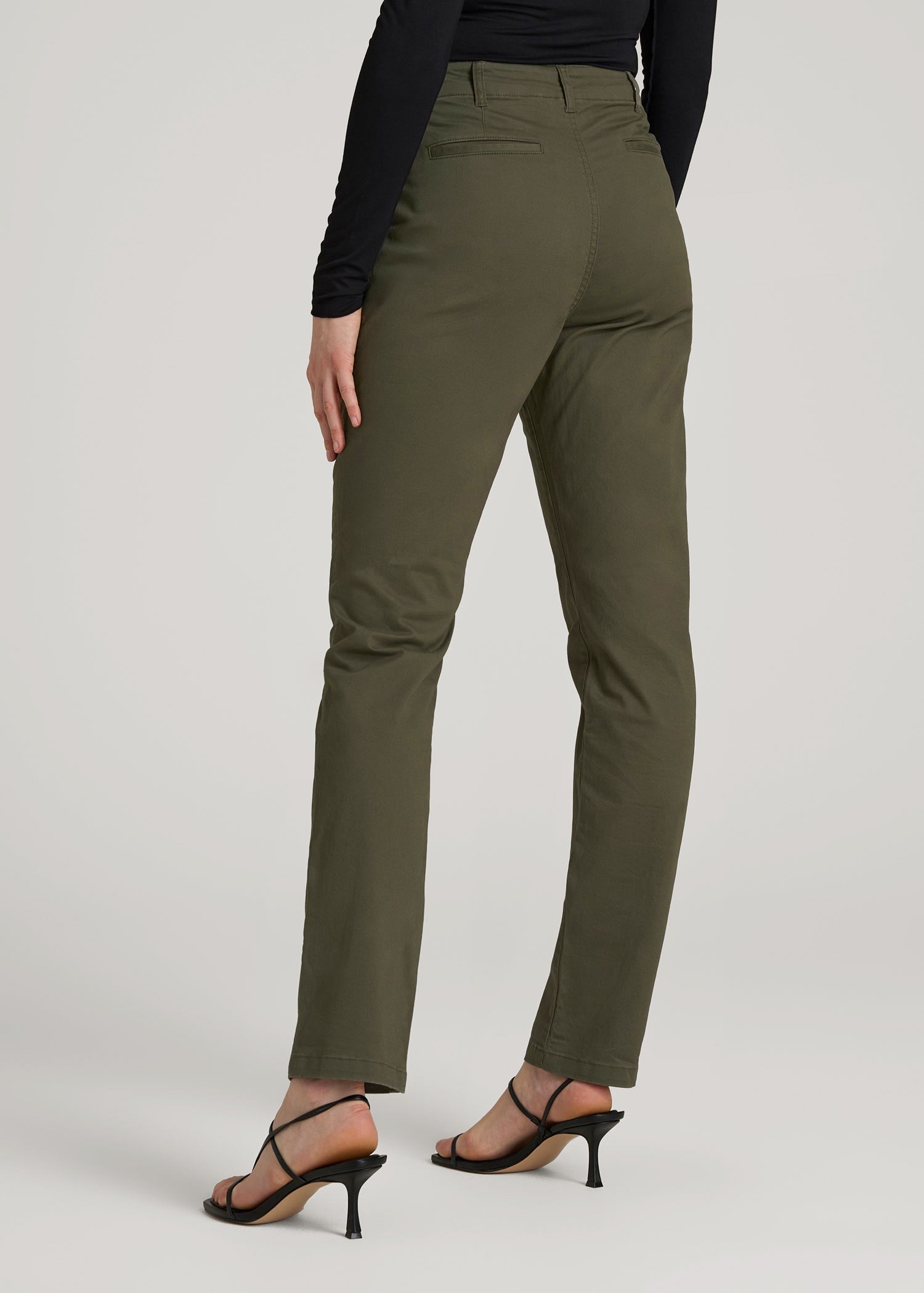 American Tall For Sale | High Rise Tapered Chino Pants for Tall Women in Forest Night