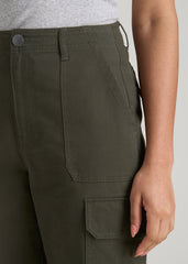 American Tall Online Shop | Straight Leg Cargo Chino Pants for Tall Women in Dark Moss Green