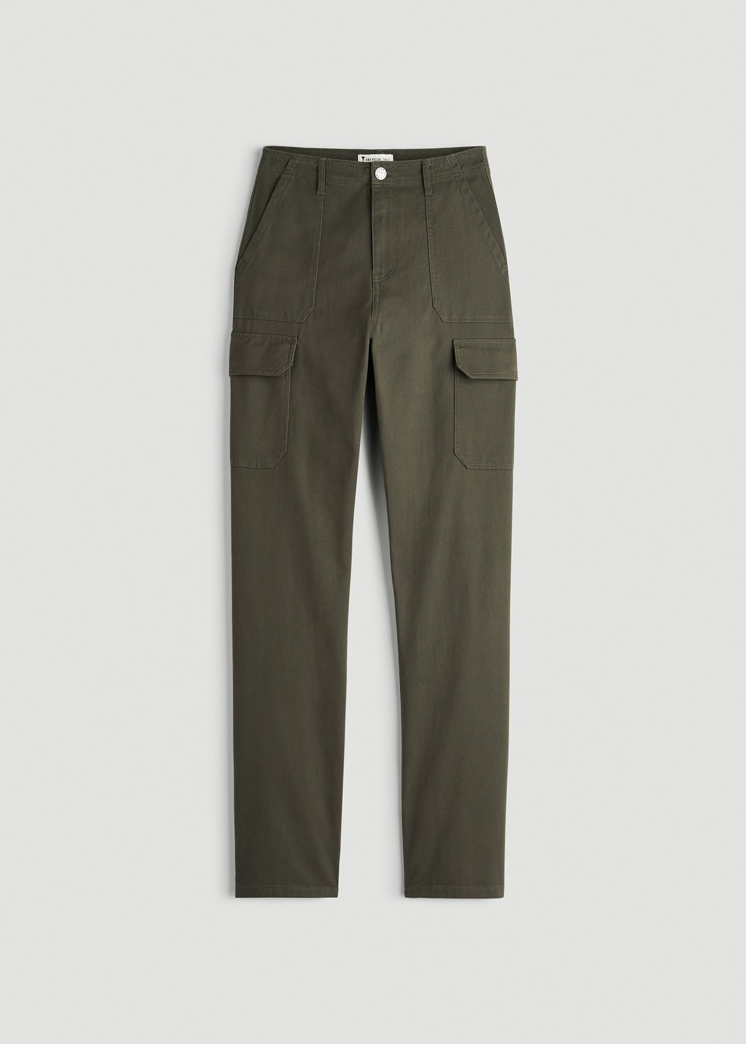 American Tall Online Shop | Straight Leg Cargo Chino Pants for Tall Women in Dark Moss Green