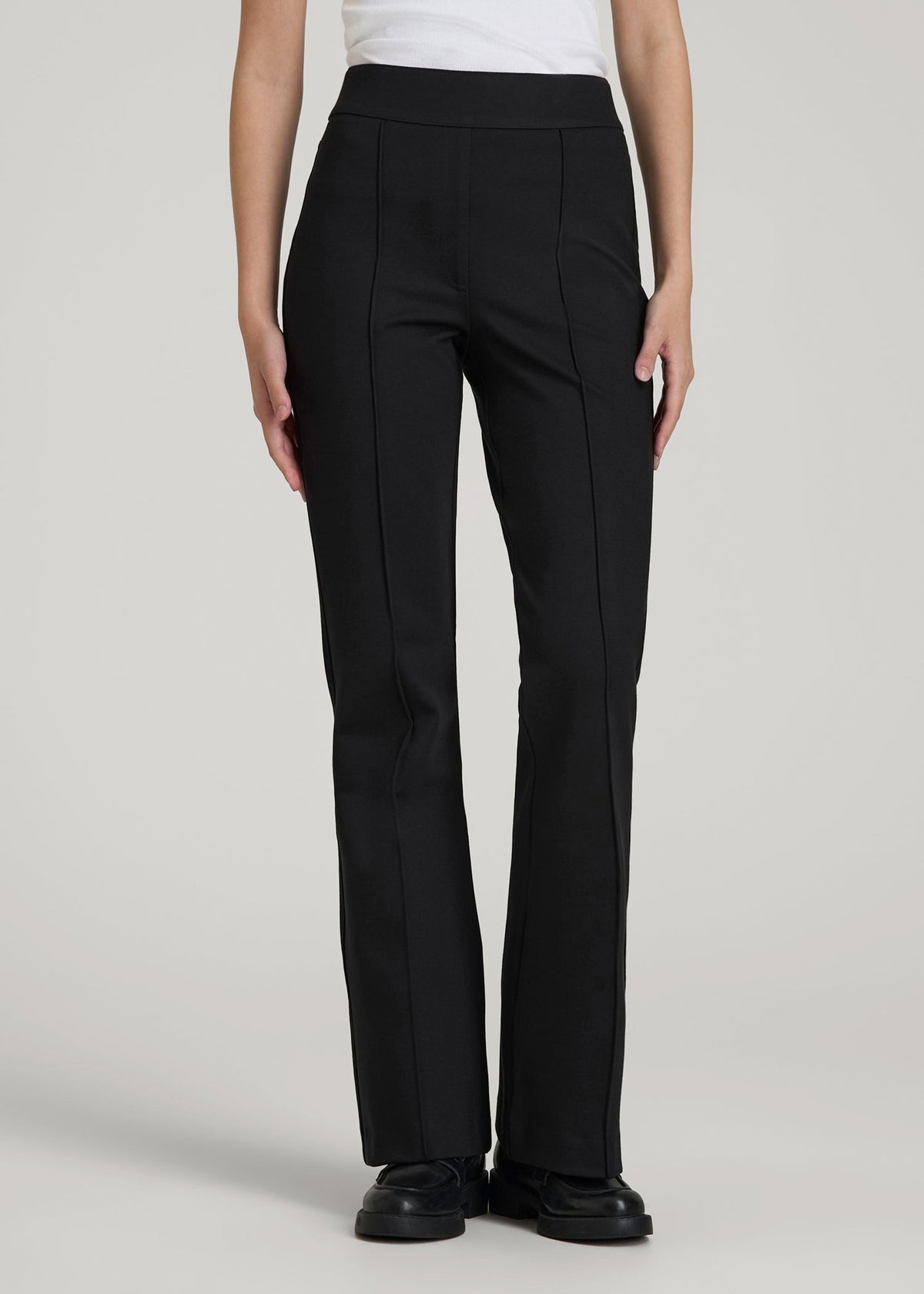 American Tall Online | Soft Flex Ponte Pull On Flare Pants for Tall Women in Black