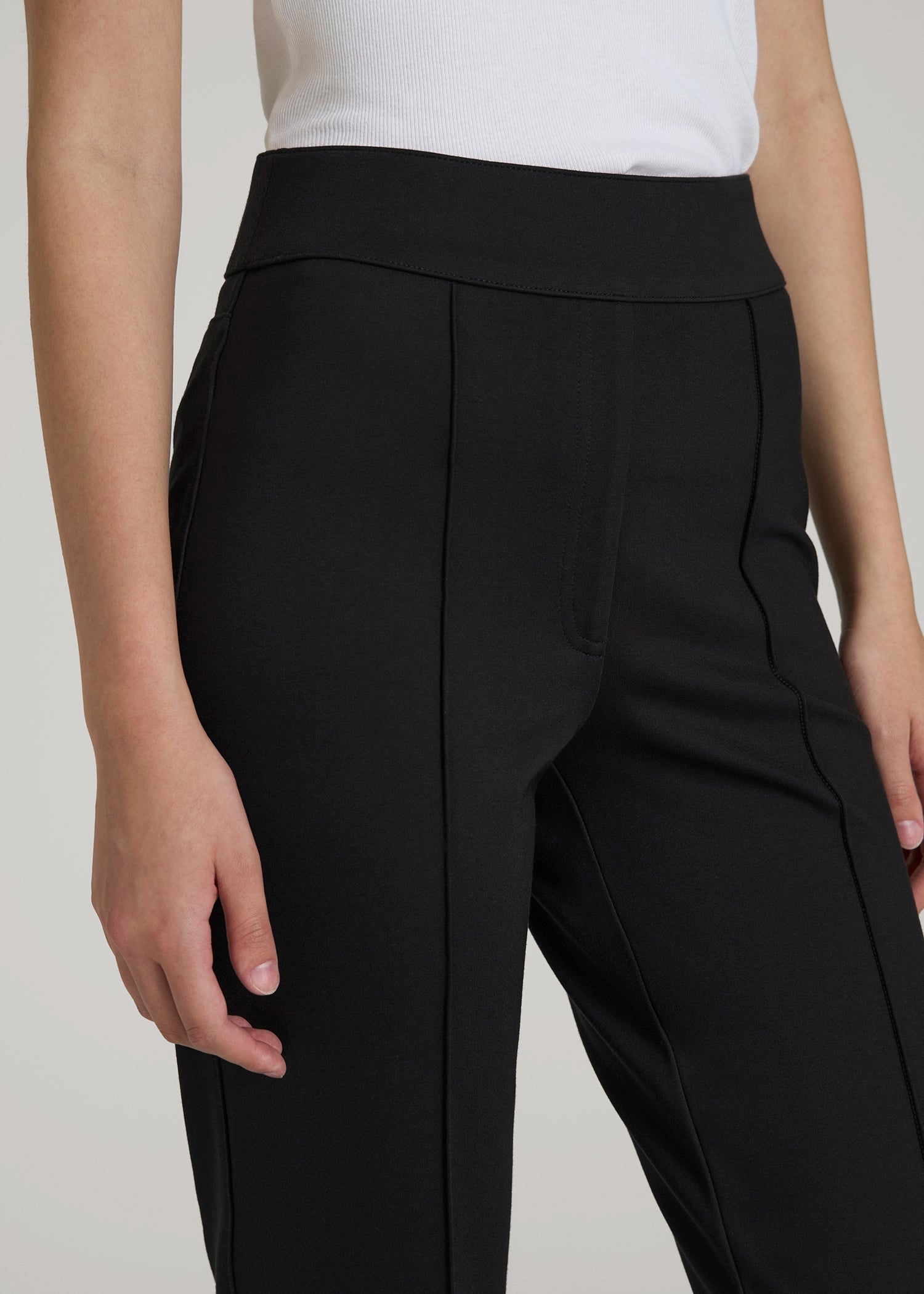 American Tall Online | Soft Flex Ponte Pull On Flare Pants for Tall Women in Black