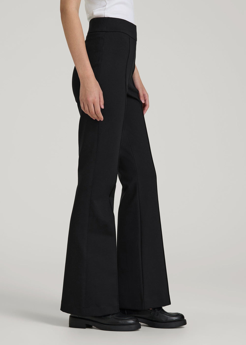 American Tall Online | Soft Flex Ponte Pull On Flare Pants for Tall Women in Black