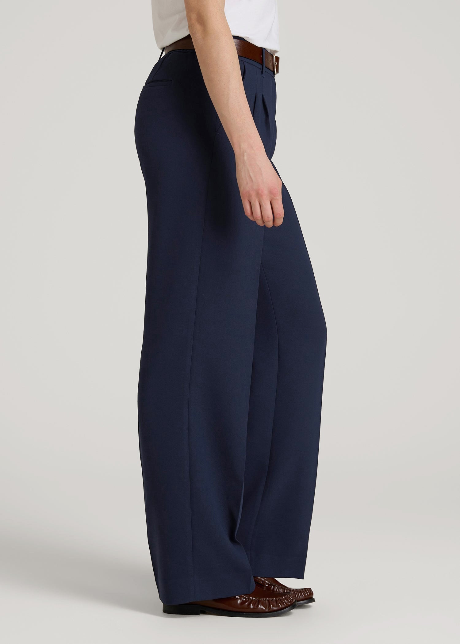American Tall Sale | Wide Leg Pleated Dress Pants 2.0 for Tall Women in Navy