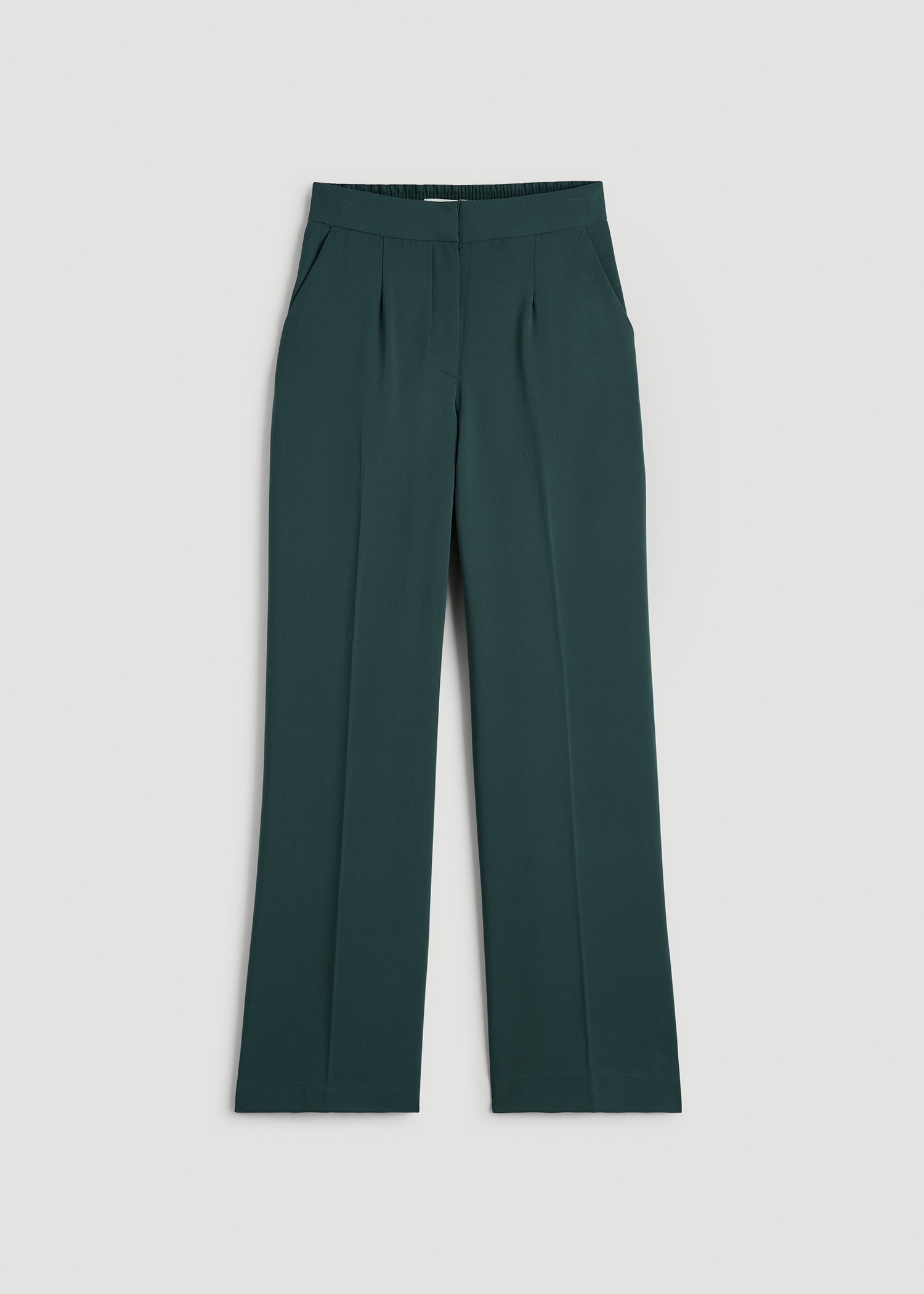 American Tall Outlet | Flat Front Wide Leg Dress Pants for Tall Women in Smoky Pine