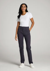 American Tall For Sale | High Rise Tapered Chino Pants for Tall Women in Charcoal Rinse