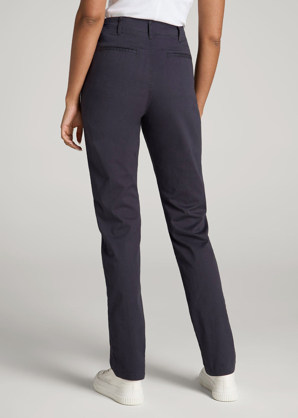 American Tall For Sale | High Rise Tapered Chino Pants for Tall Women in Charcoal Rinse