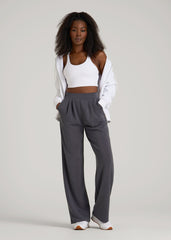 American Tall Online Shop | Soft Motion Pleated Wide Leg Pant for Tall Women in Charcoal Rinse