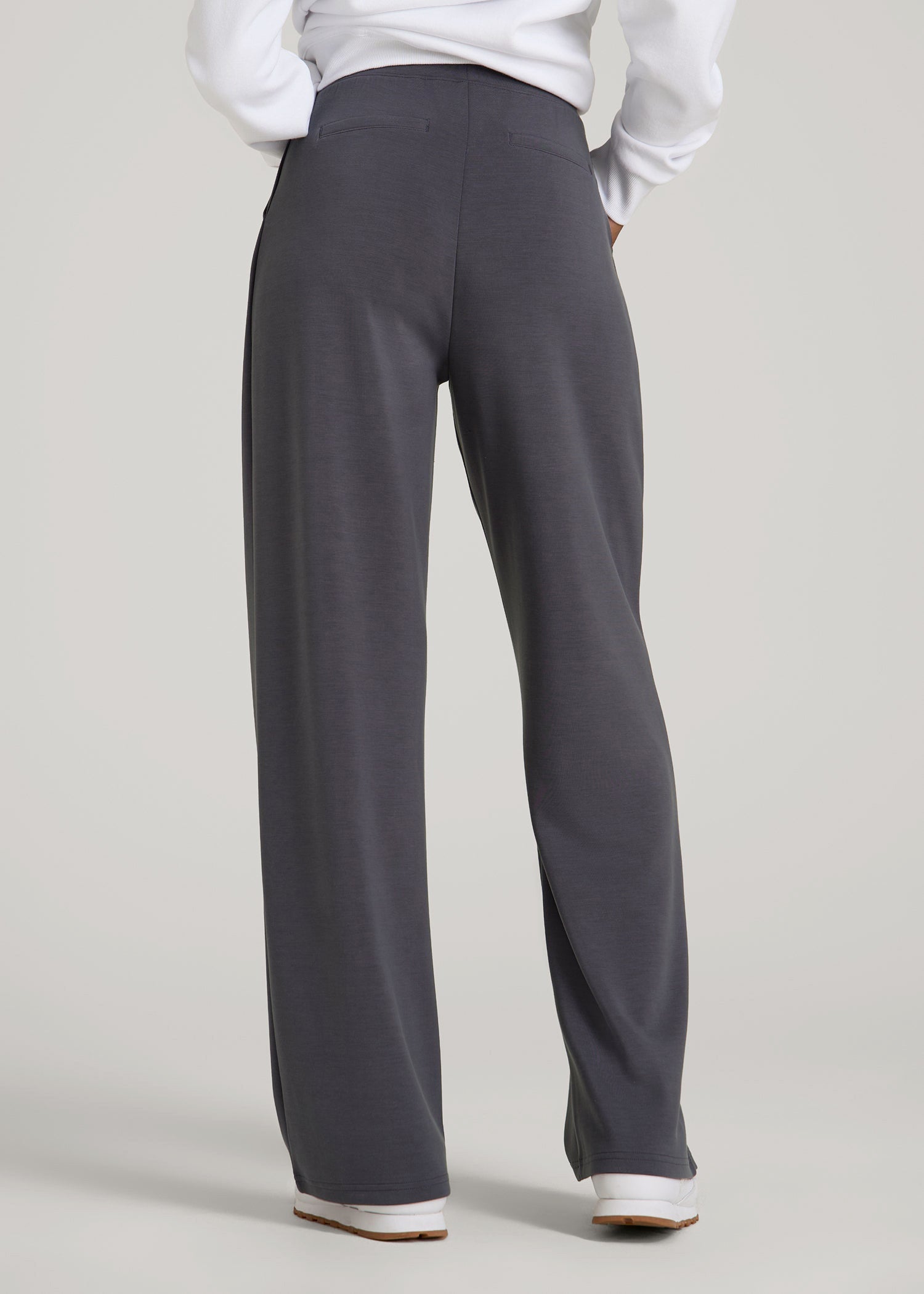 American Tall Online Shop | Soft Motion Pleated Wide Leg Pant for Tall Women in Charcoal Rinse