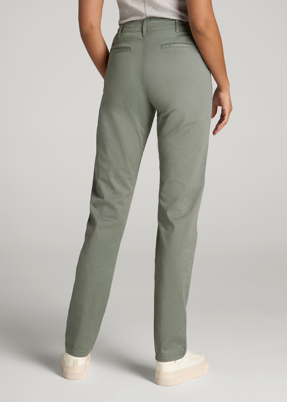 American Tall Discount | High Rise Tapered Chino Pants for Tall Women in Wreath Green