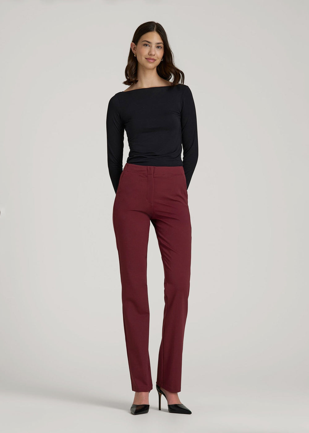 American Tall Sale | Freedom Flex Slim Straight Leg Dress Pants for Tall Women in Tawny Port