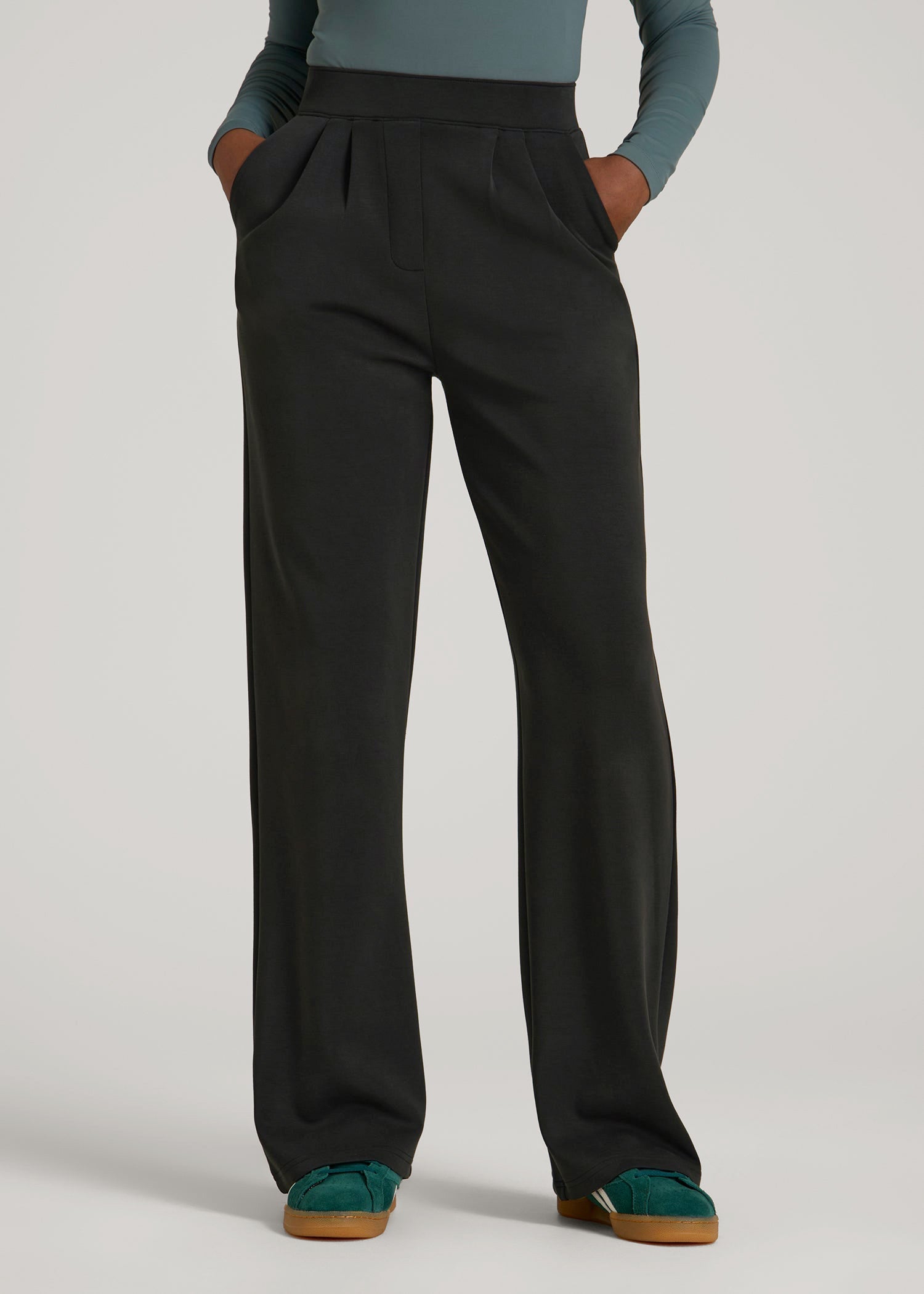 American Tall Outlet | Soft Motion Pleated Wide Leg Pant for Tall Women in Black