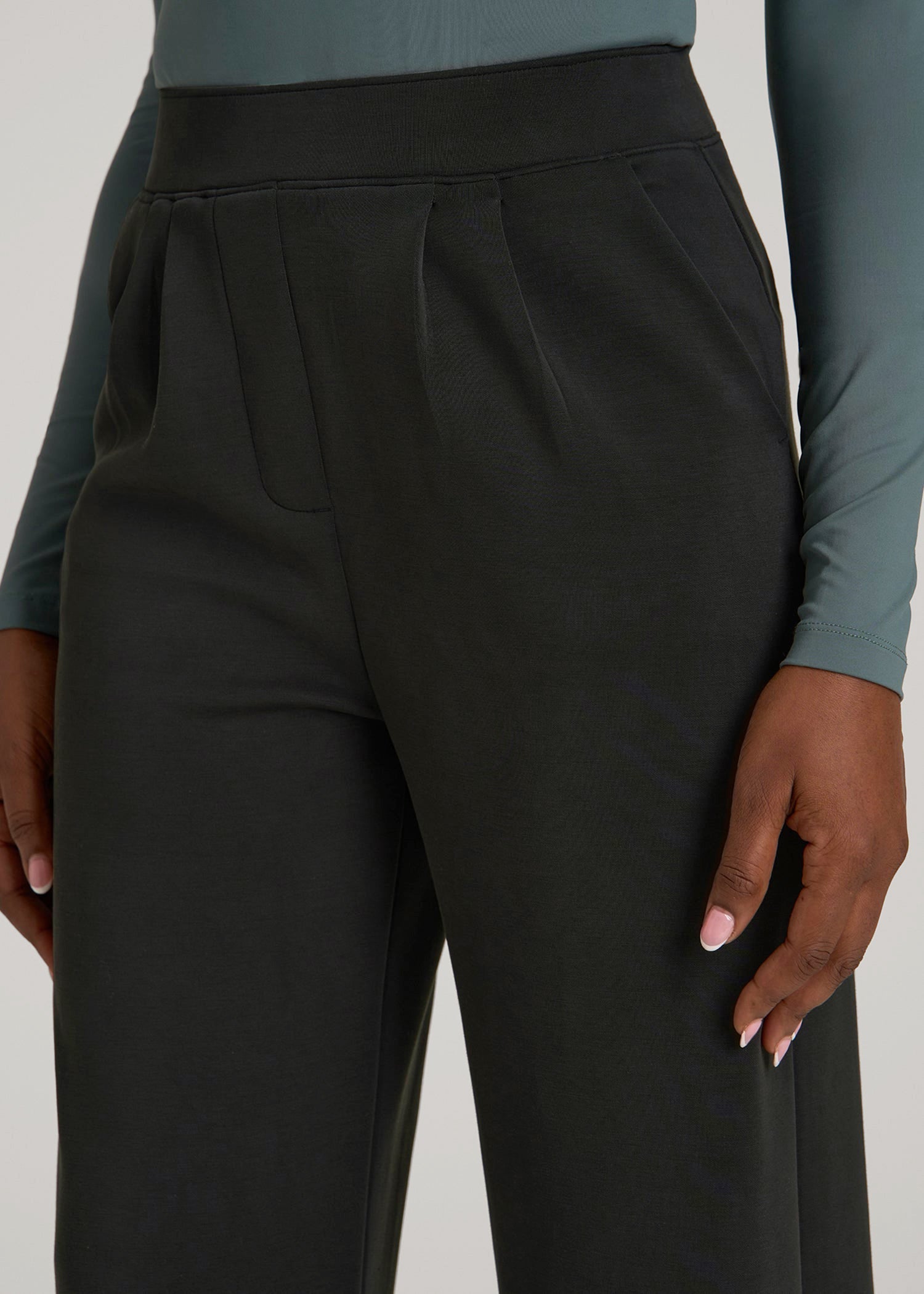 American Tall Outlet | Soft Motion Pleated Wide Leg Pant for Tall Women in Black