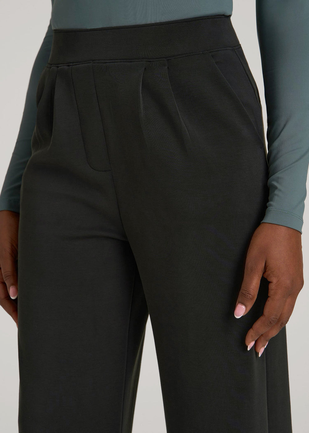 American Tall Outlet | Soft Motion Pleated Wide Leg Pant for Tall Women in Black