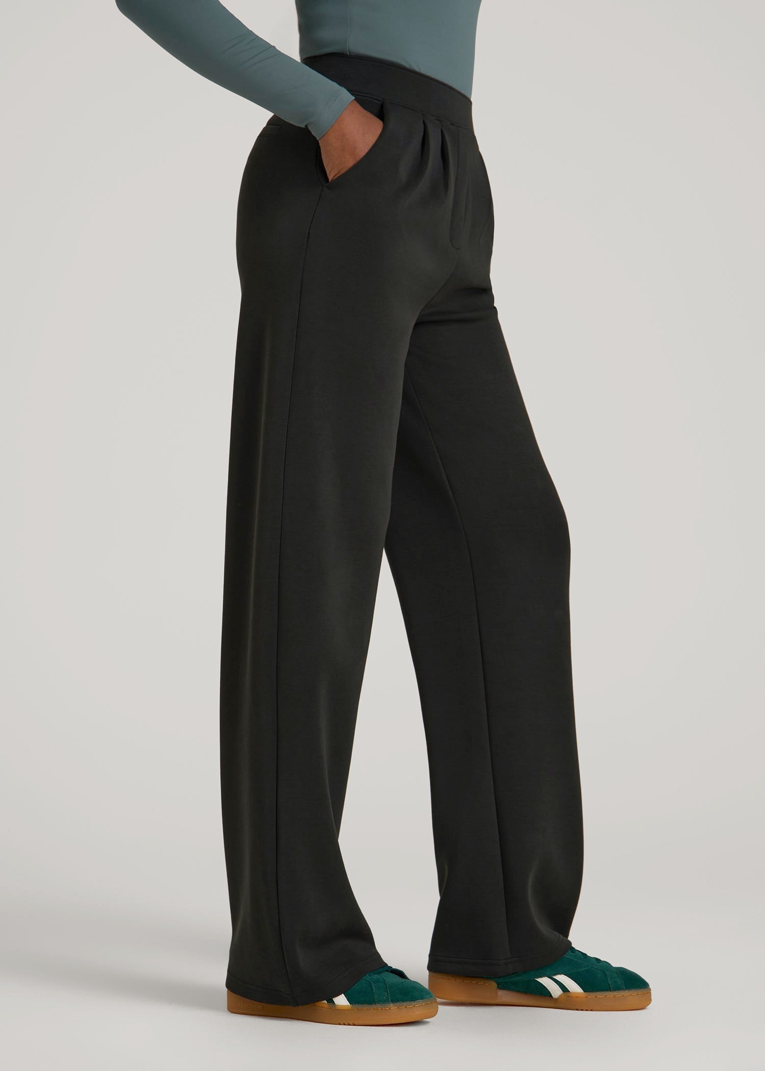 American Tall Outlet | Soft Motion Pleated Wide Leg Pant for Tall Women in Black