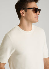 American Tall Discount | Braided Knit T-Shirt for Tall Men in Ecru