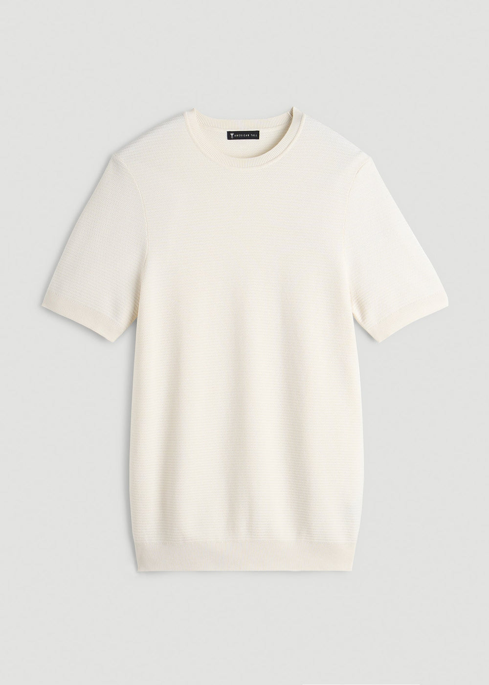 American Tall Discount | Braided Knit T-Shirt for Tall Men in Ecru