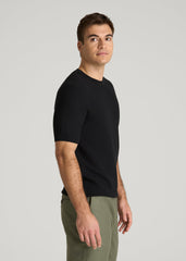 American Tall Online | Braided Knit T-Shirt for Tall Men in Black