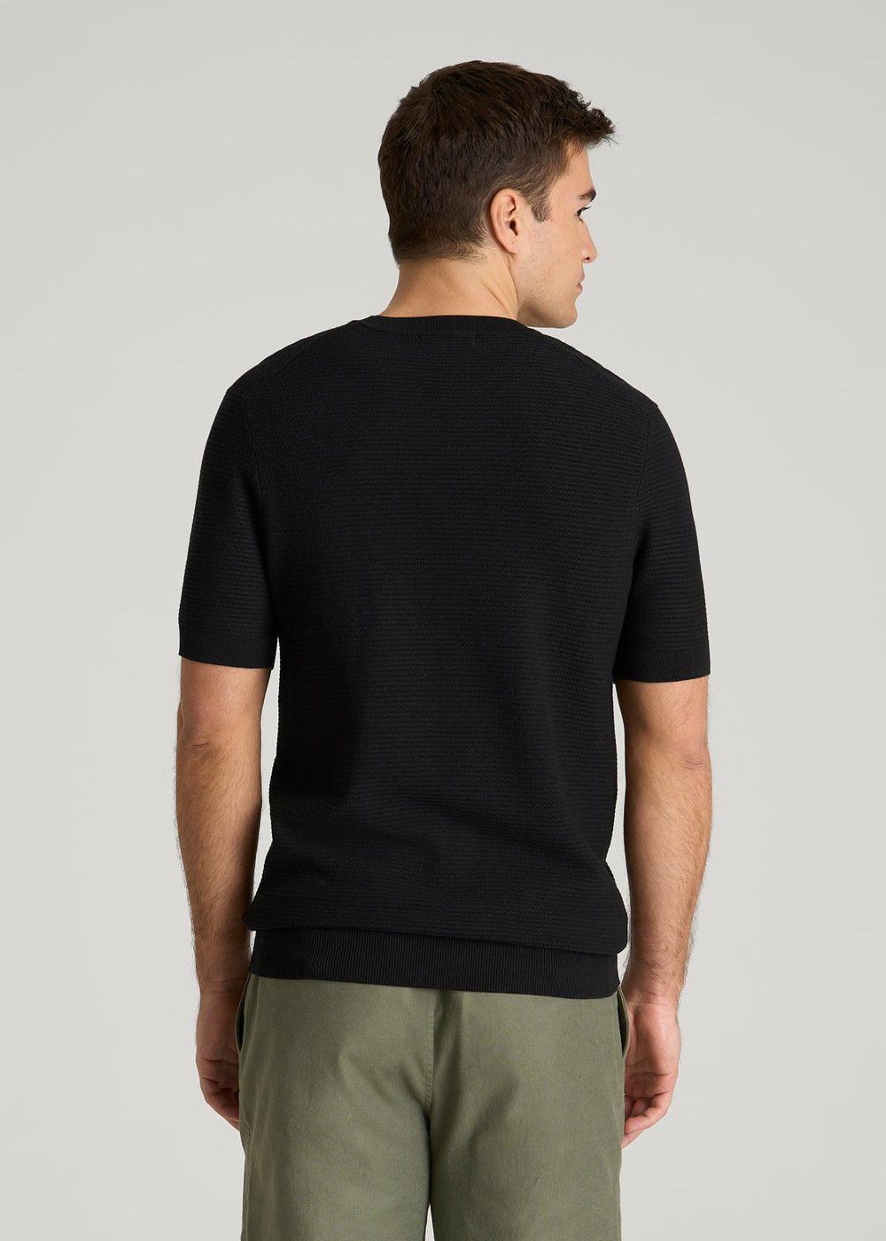 American Tall Online | Braided Knit T-Shirt for Tall Men in Black