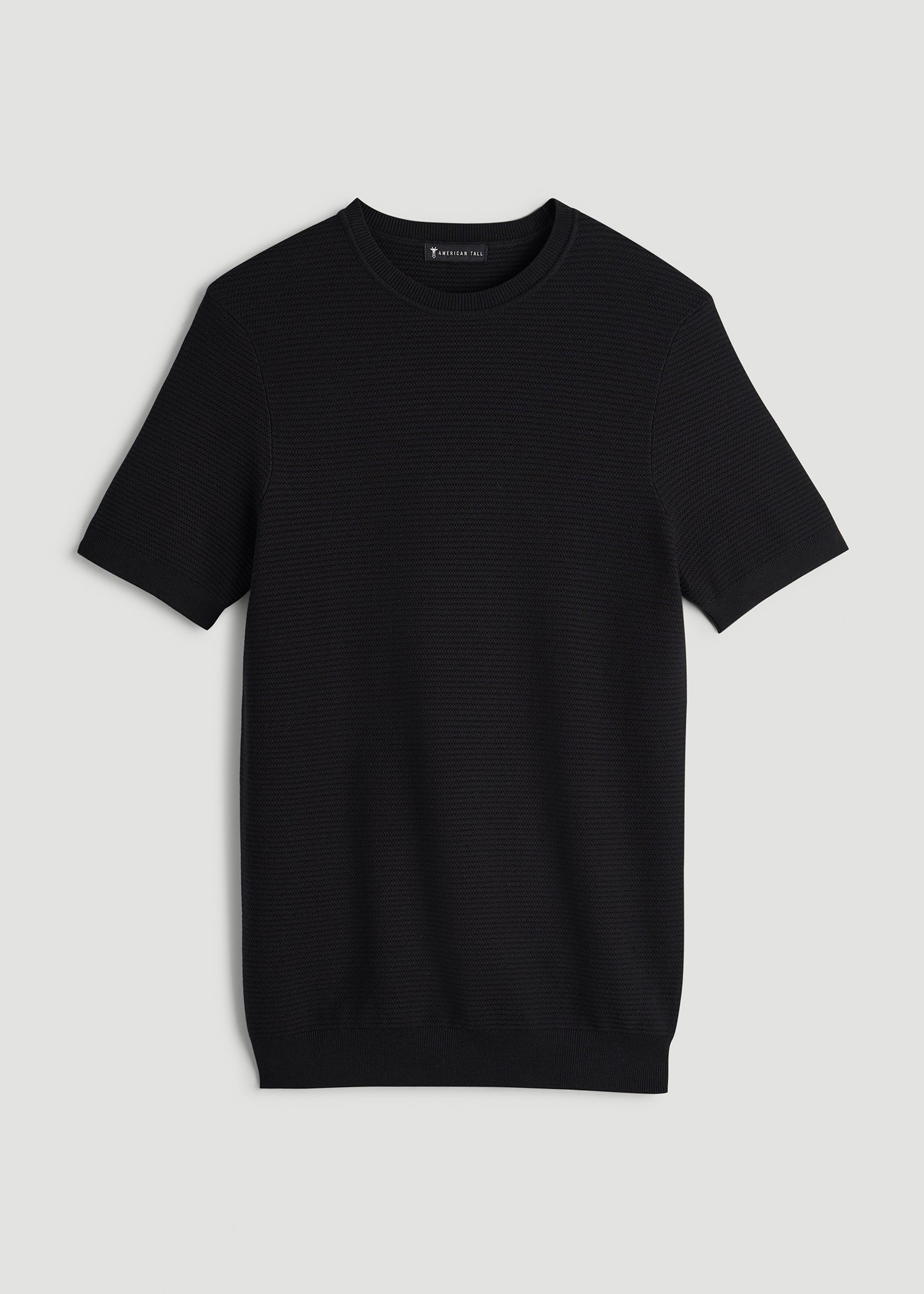 American Tall Online | Braided Knit T-Shirt for Tall Men in Black