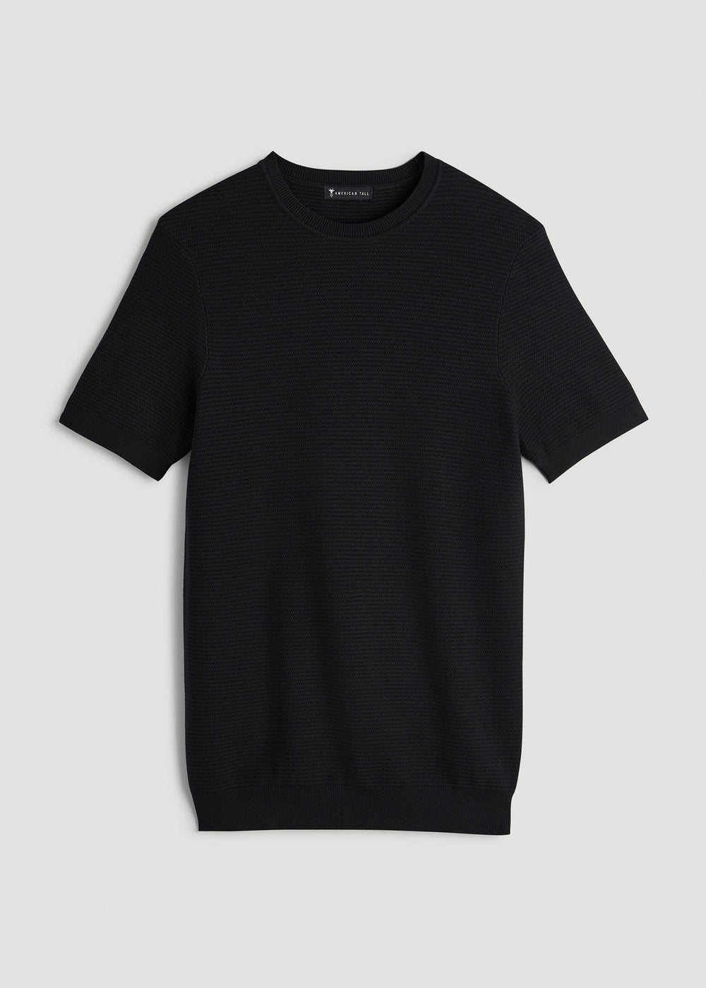 American Tall Online | Braided Knit T-Shirt for Tall Men in Black