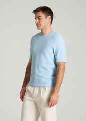 American Tall Sale | Braided Knit T-Shirt for Tall Men in Ice Blue