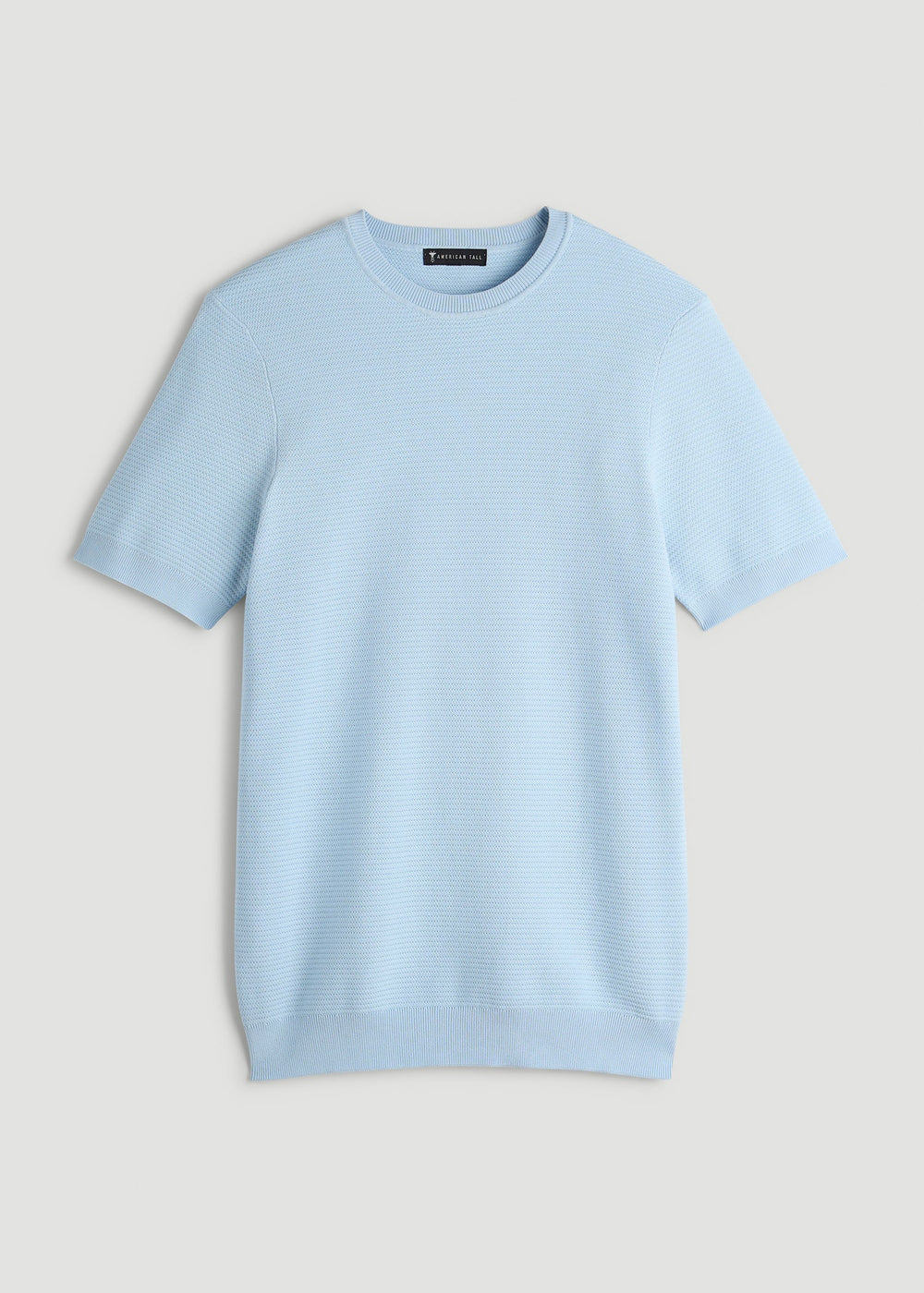 American Tall Sale | Braided Knit T-Shirt for Tall Men in Ice Blue