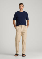 American Tall Outlet | Braided Knit T-Shirt for Tall Men in Navy Blue
