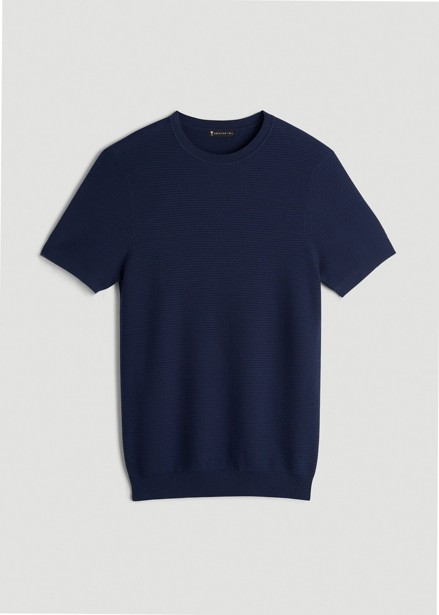 American Tall Outlet | Braided Knit T-Shirt for Tall Men in Navy Blue