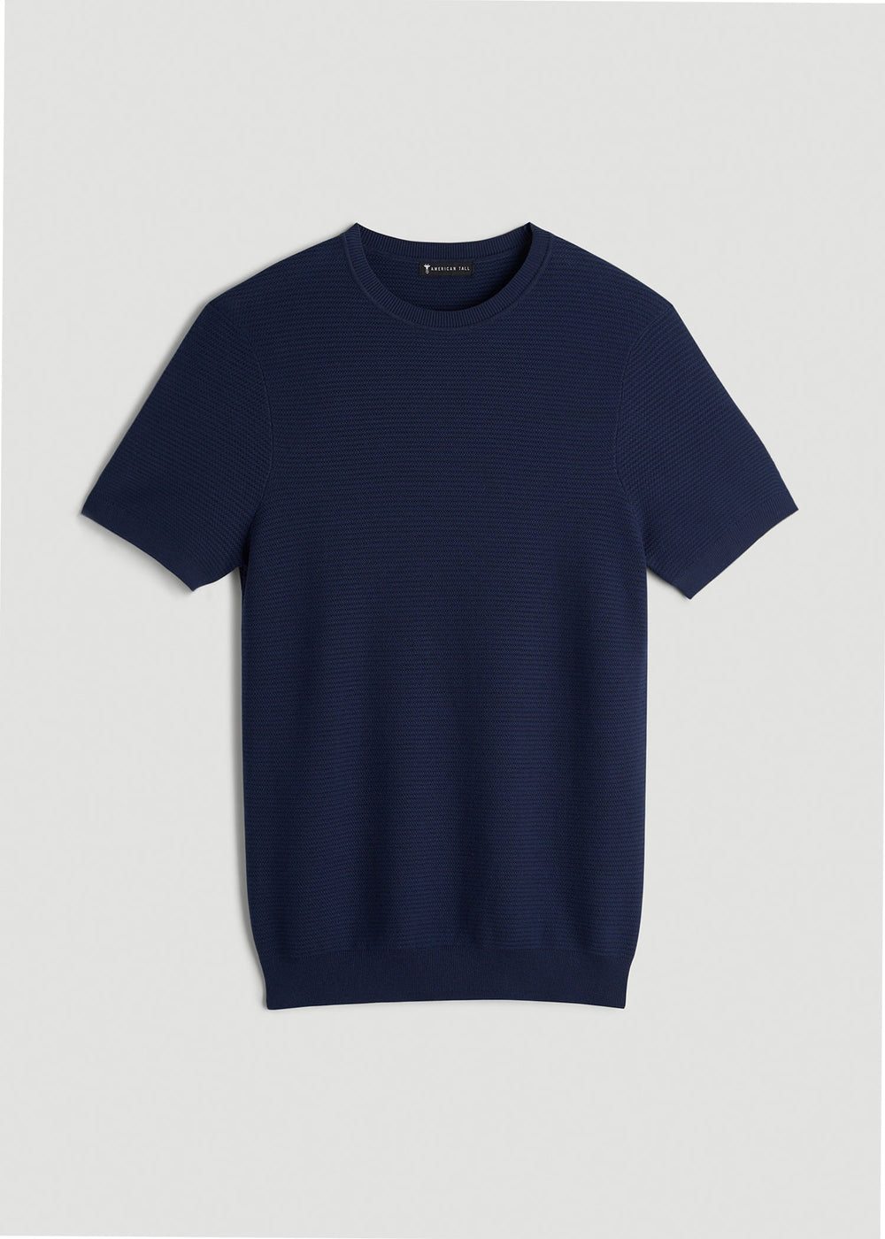American Tall Outlet | Braided Knit T-Shirt for Tall Men in Navy Blue