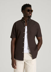 American Tall For Sale | Short Sleeve Oxford Button Shirt for Tall Men in Espresso