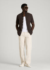 American Tall For Sale | Short Sleeve Oxford Button Shirt for Tall Men in Espresso