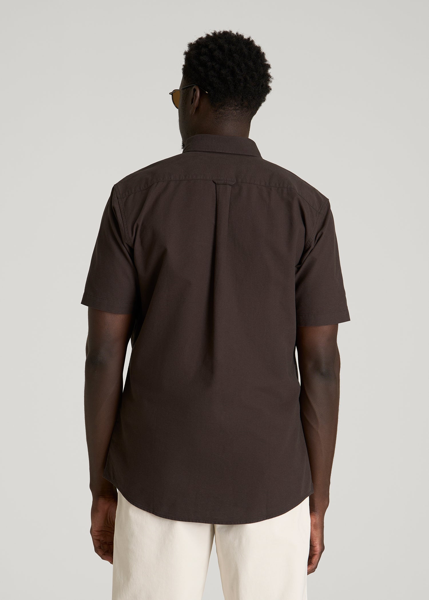 American Tall For Sale | Short Sleeve Oxford Button Shirt for Tall Men in Espresso