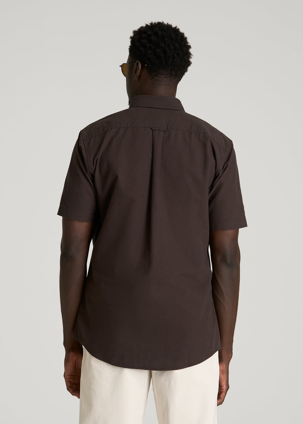 American Tall For Sale | Short Sleeve Oxford Button Shirt for Tall Men in Espresso