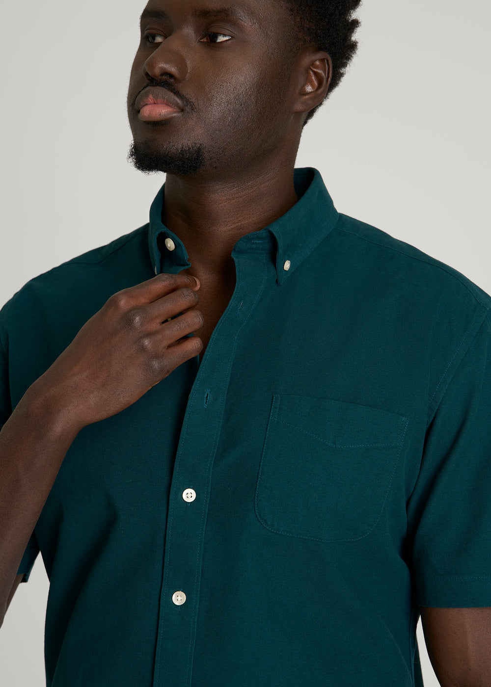 American Tall Online Shop | Short Sleeve Oxford Button Shirt for Tall Men in Deep Teal