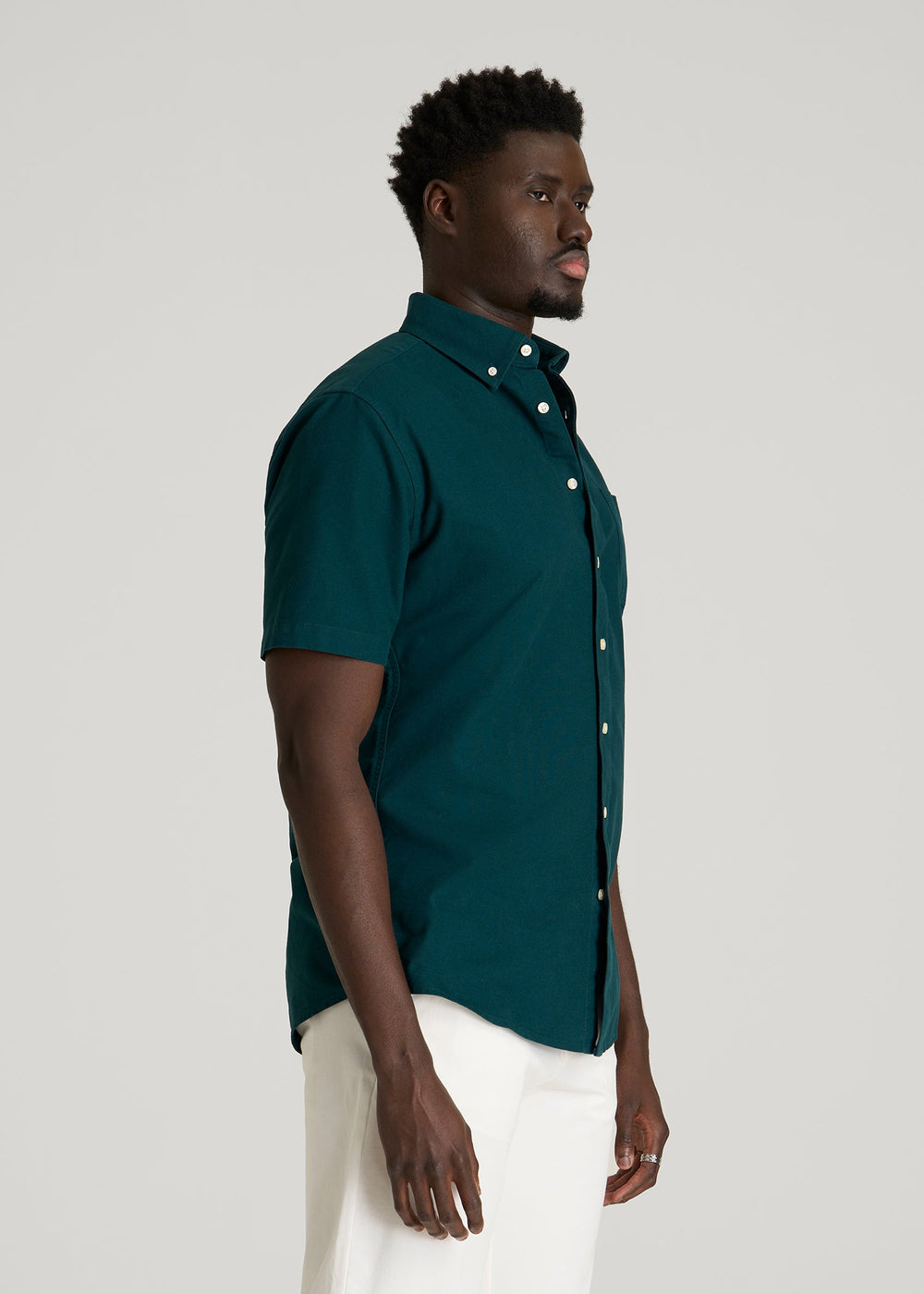 American Tall Online Shop | Short Sleeve Oxford Button Shirt for Tall Men in Deep Teal