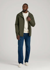American Tall Discount | Lightweight Rain Jacket for Tall Men in Dark Olive Green