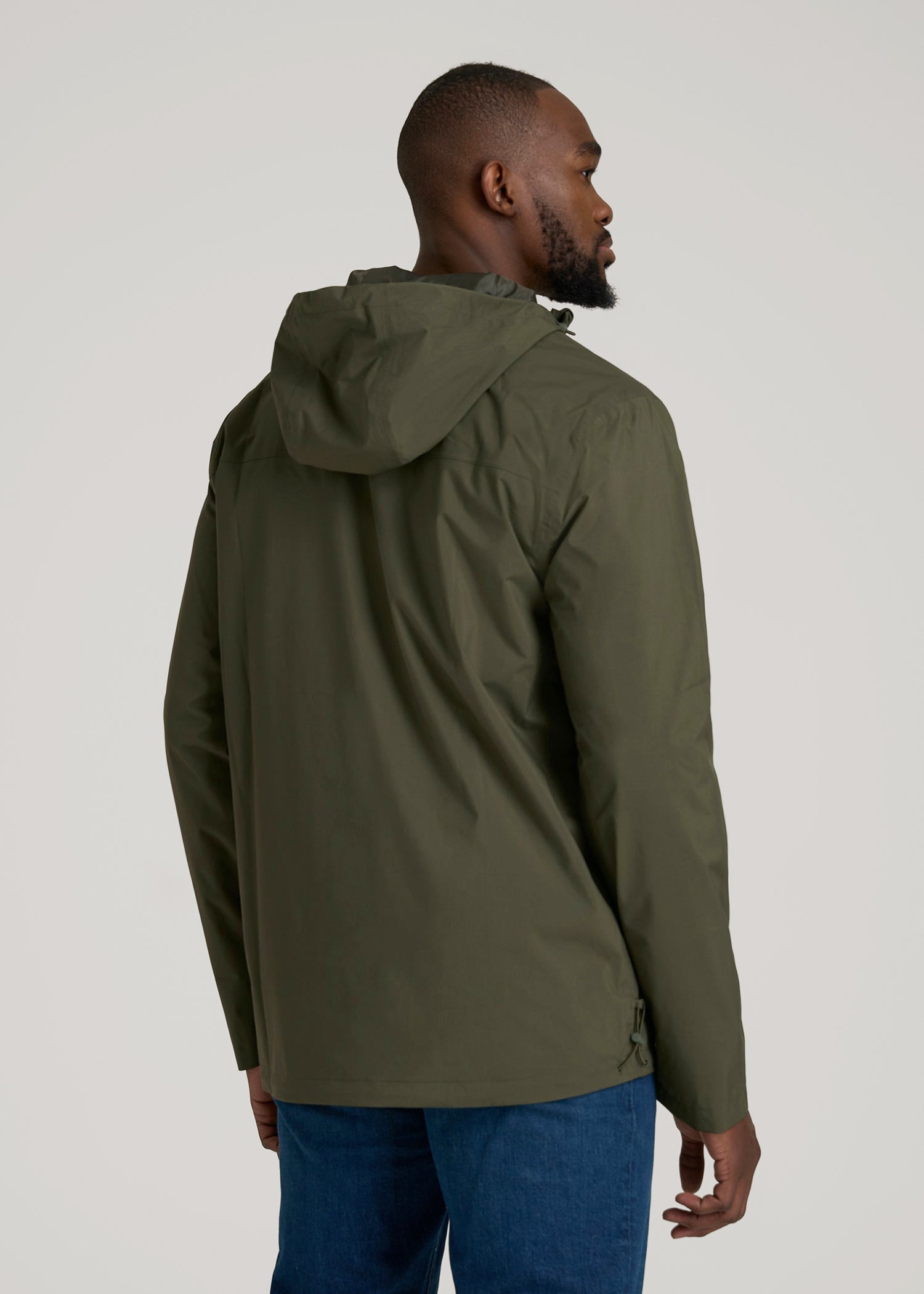 American Tall Discount | Lightweight Rain Jacket for Tall Men in Dark Olive Green