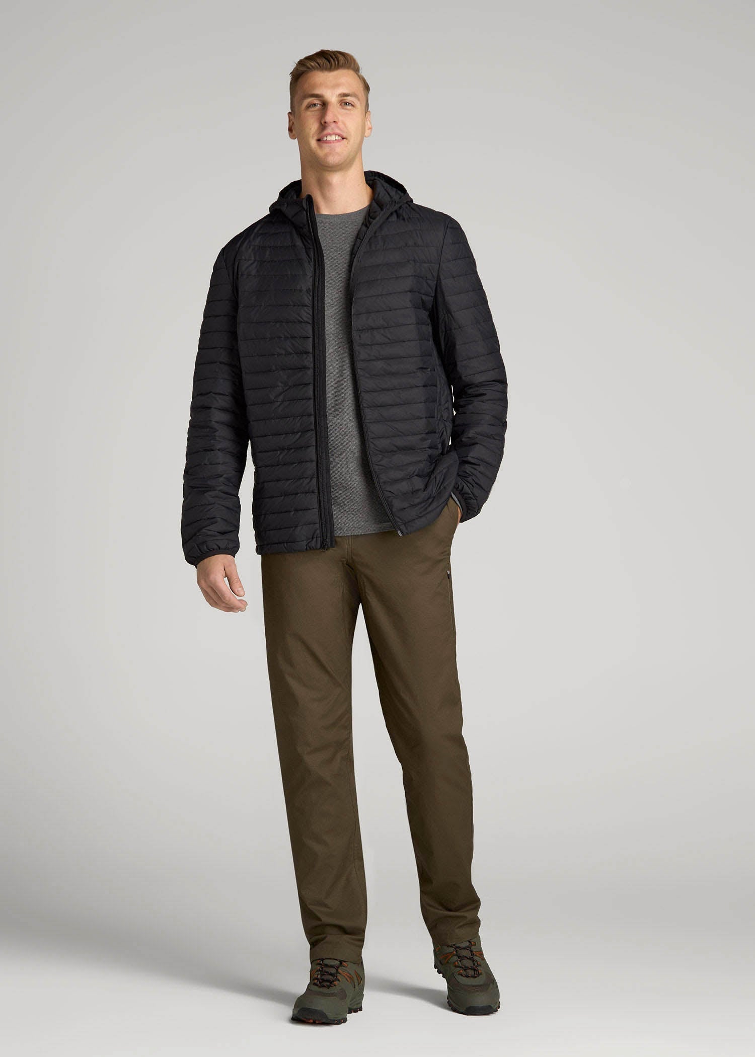 American Tall Online | Packable Puffer Jacket for Tall Men in Black
