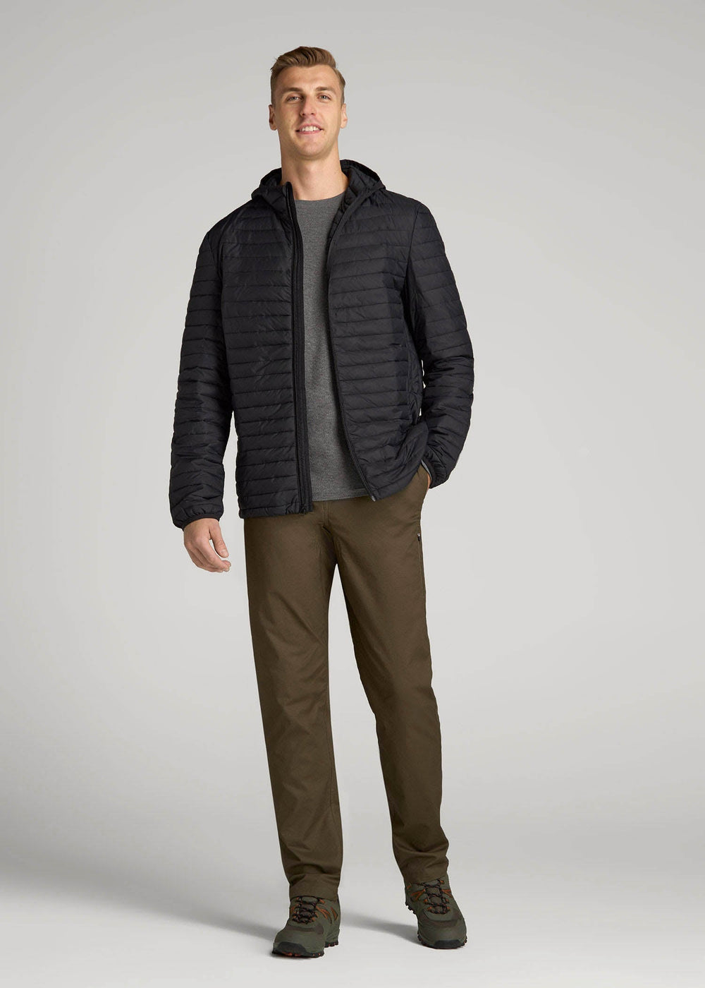 American Tall Online | Packable Puffer Jacket for Tall Men in Black