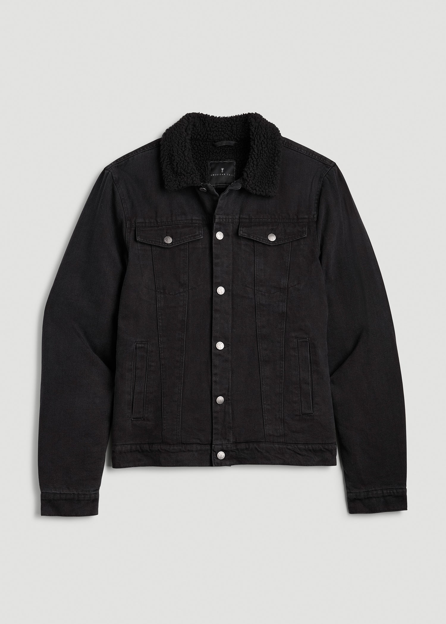 American Tall Sale | Denim Sherpa Jacket for Tall Men in Onyx Black Wash