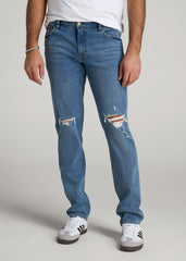 American Tall Online Shop | Carman TAPERED Jeans for Tall Men in Distressed Skyline Blue