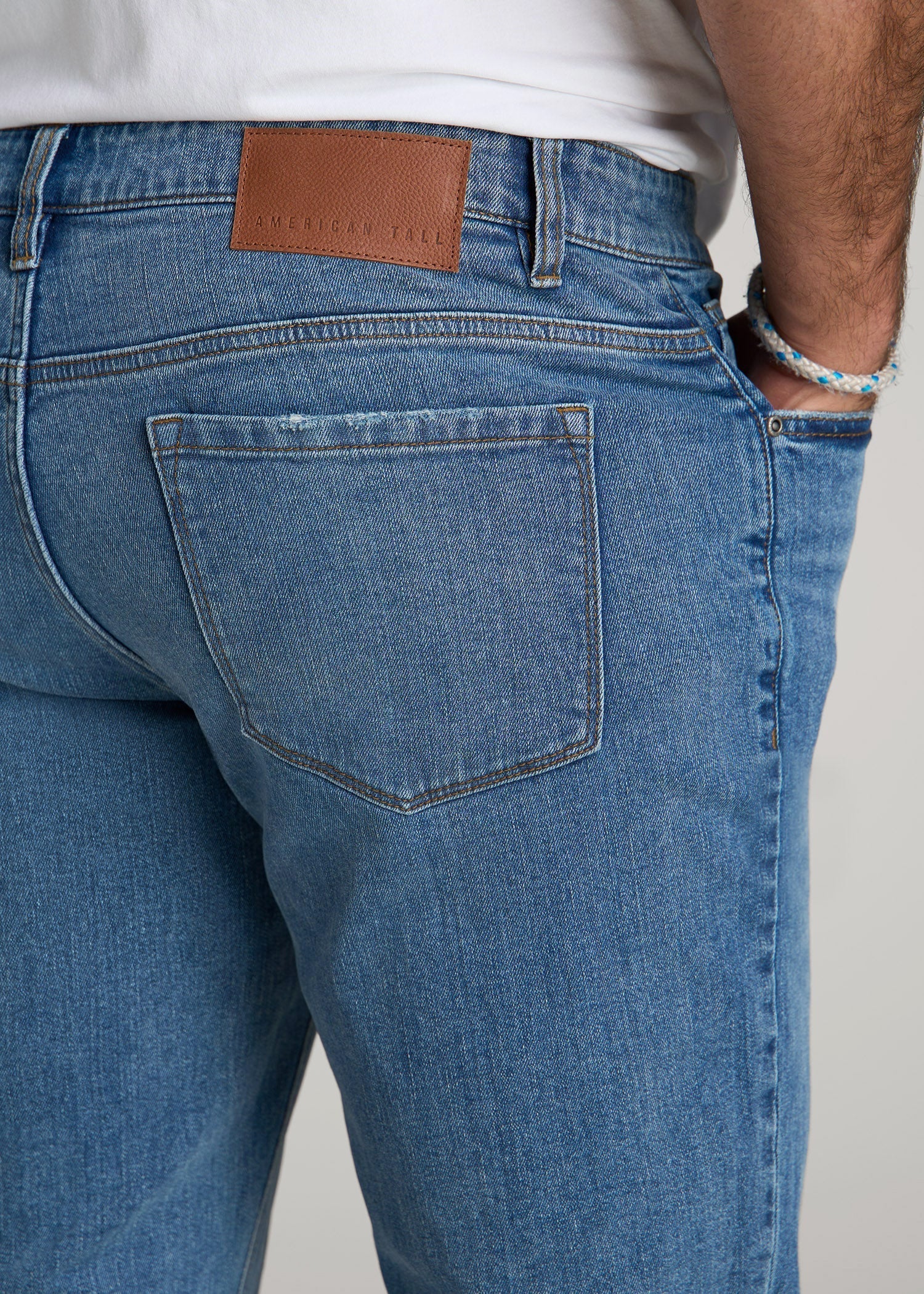 American Tall Online Shop | Carman TAPERED Jeans for Tall Men in Distressed Skyline Blue