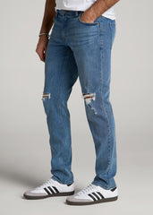 American Tall Online Shop | Carman TAPERED Jeans for Tall Men in Distressed Skyline Blue
