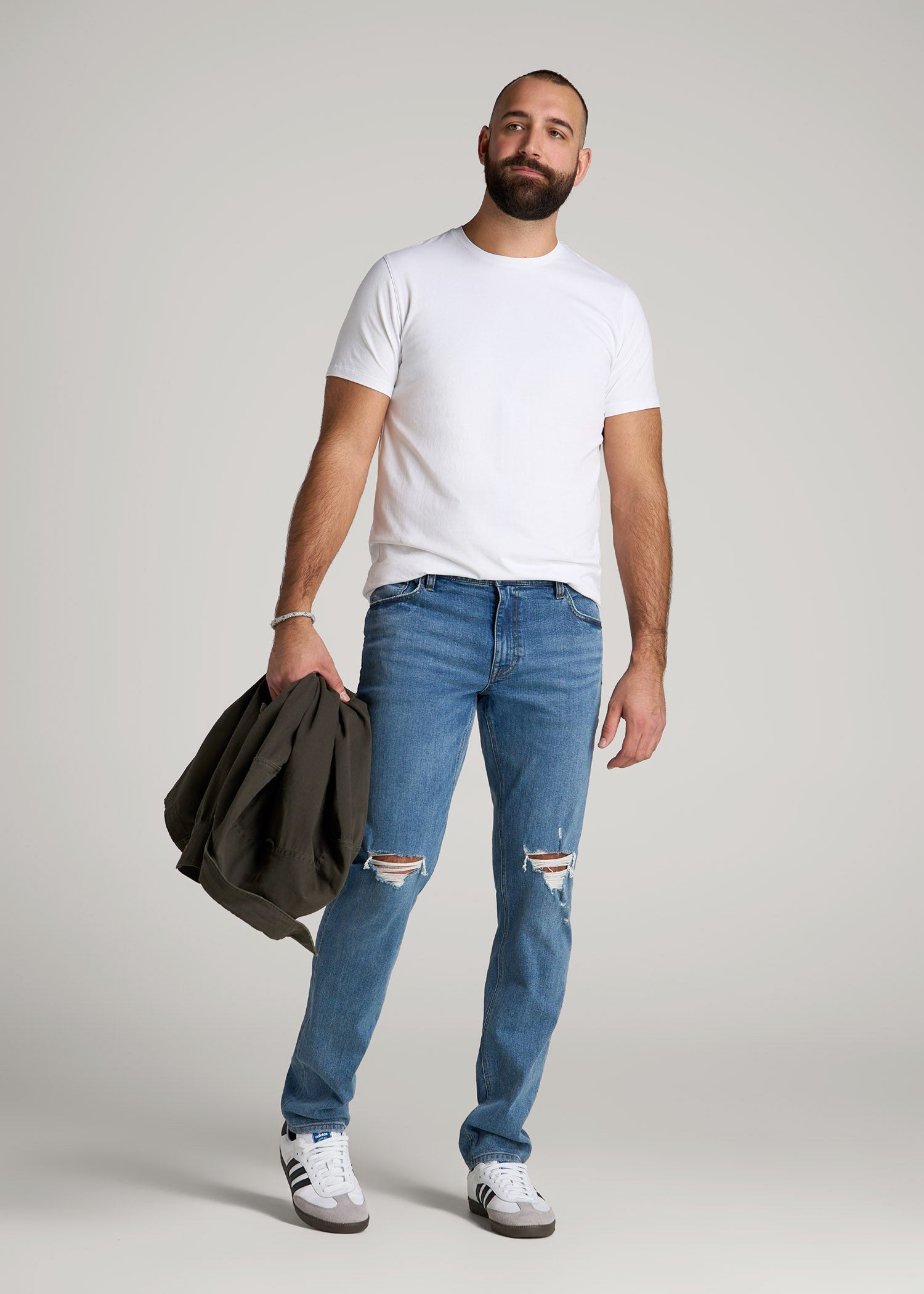 American Tall Online Shop | Carman TAPERED Jeans for Tall Men in Distressed Skyline Blue