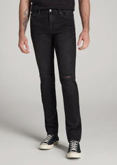 American Tall Outlet | Dylan Slim Fit Jeans for Tall Men in Distressed Onyx Black Wash