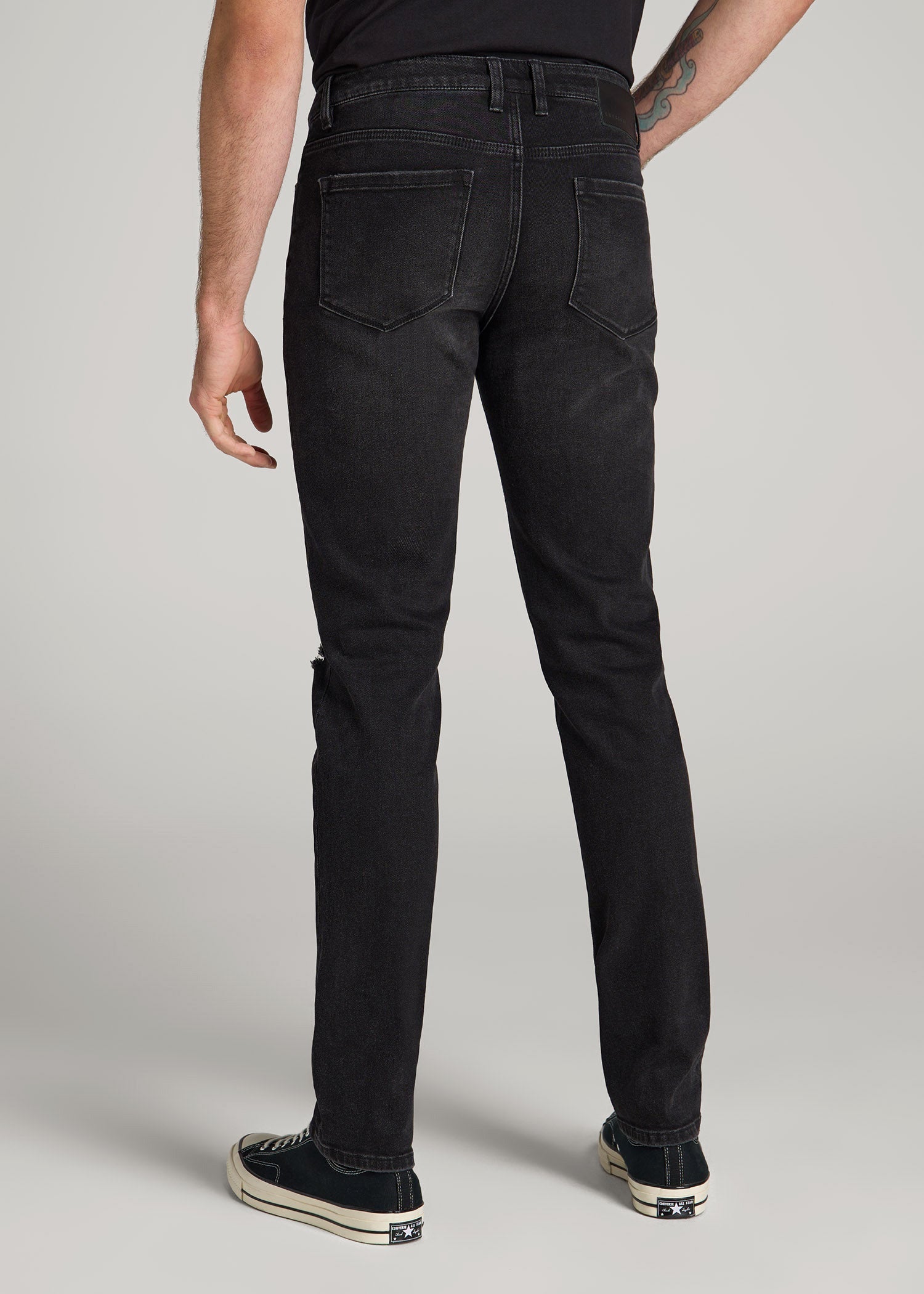 American Tall Outlet | Dylan Slim Fit Jeans for Tall Men in Distressed Onyx Black Wash