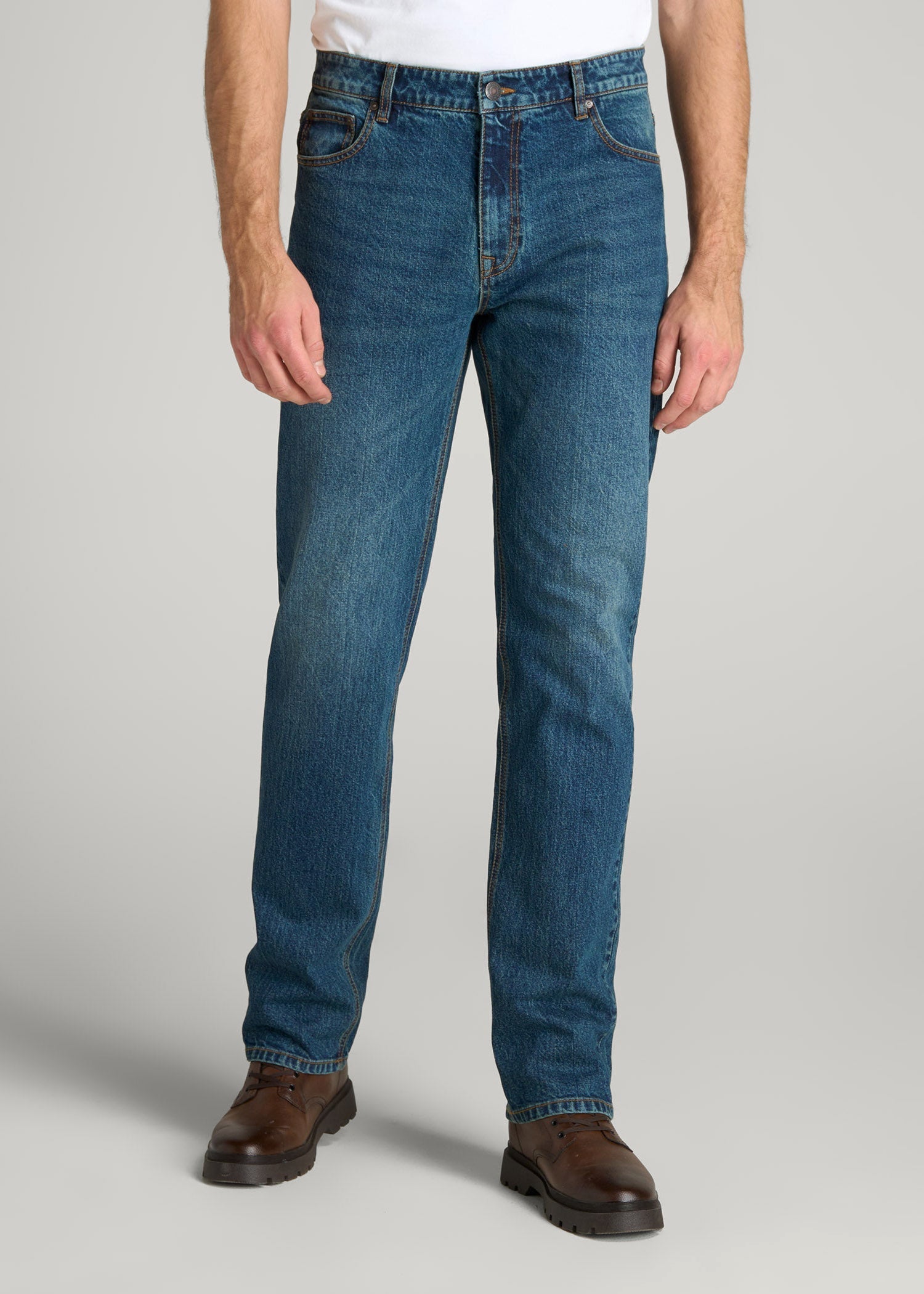 American Tall Sale | LJ&S STRAIGHT LEG Jeans for Tall Men in Machine Blue