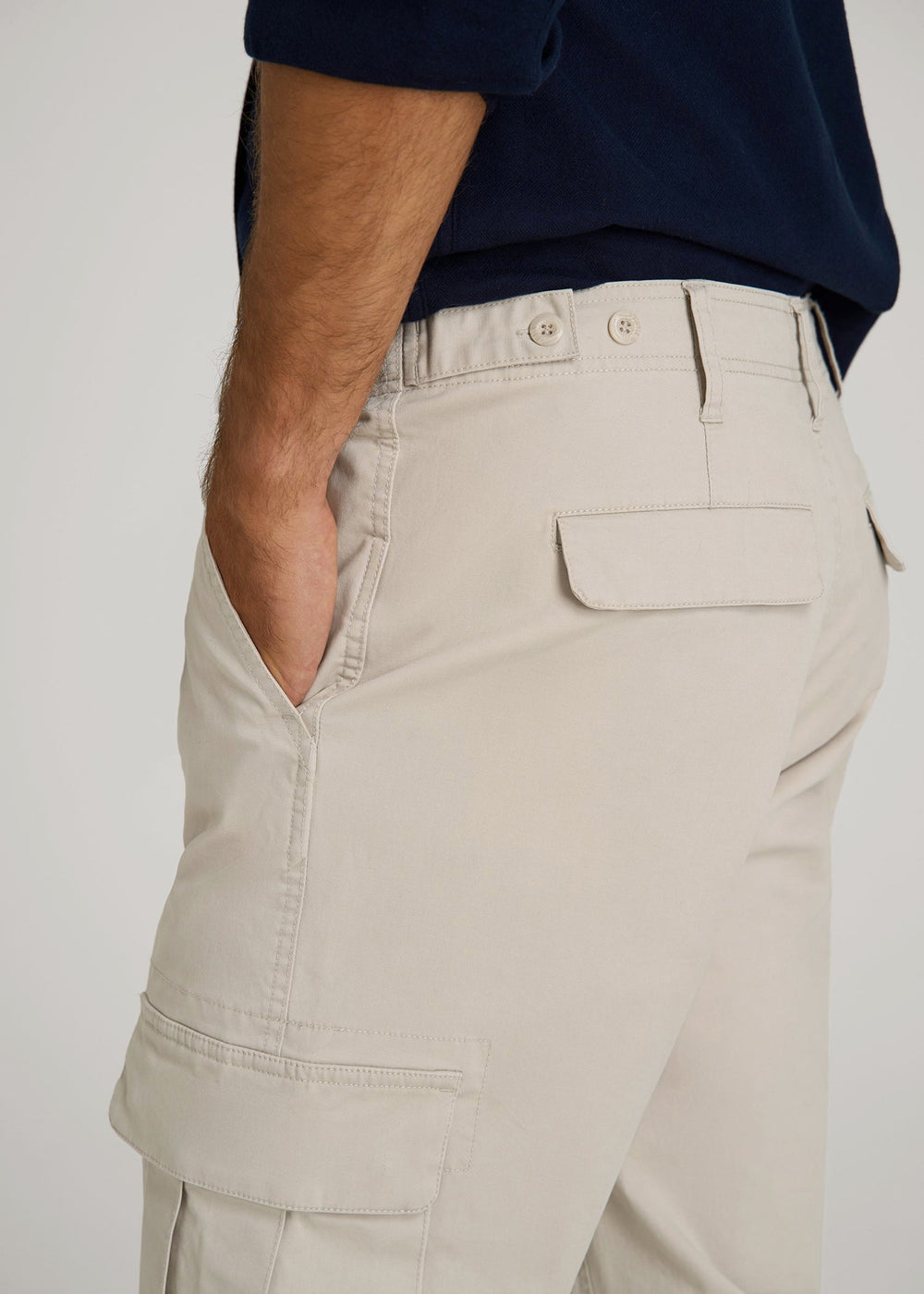 American Tall Sale | Straight Fit Vintage Washed Cargo Pants for Tall Men in Drywall Tan