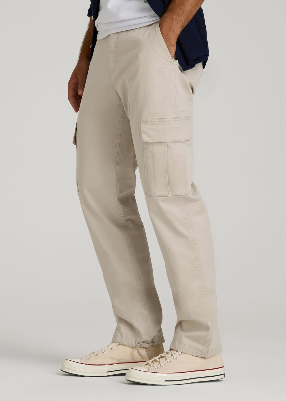 American Tall Sale | Straight Fit Vintage Washed Cargo Pants for Tall Men in Drywall Tan